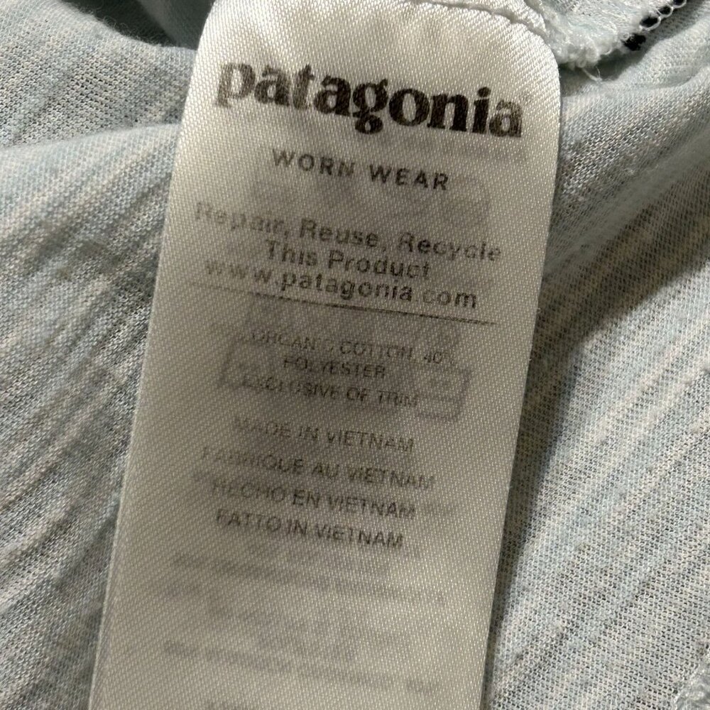 Patagonia Small Mainstay 3/4 Sleeve Top White Blue Stripe Outdoors Hiking Casual - Picture 6 of 9